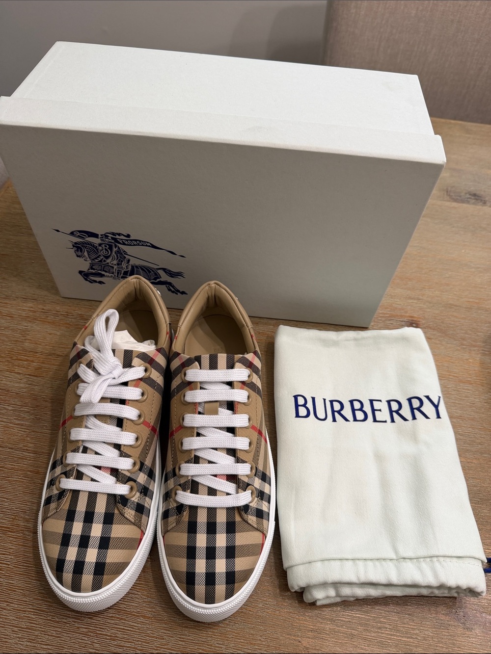 Burberry Brown Plaid Sneakers 37